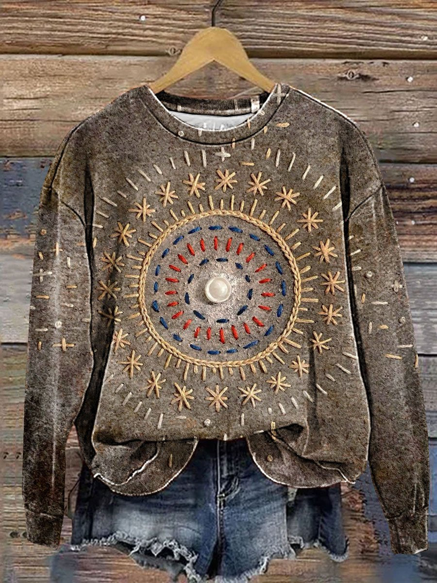 Vintage Traditional Tribal Art Print Casual Sweatshirt