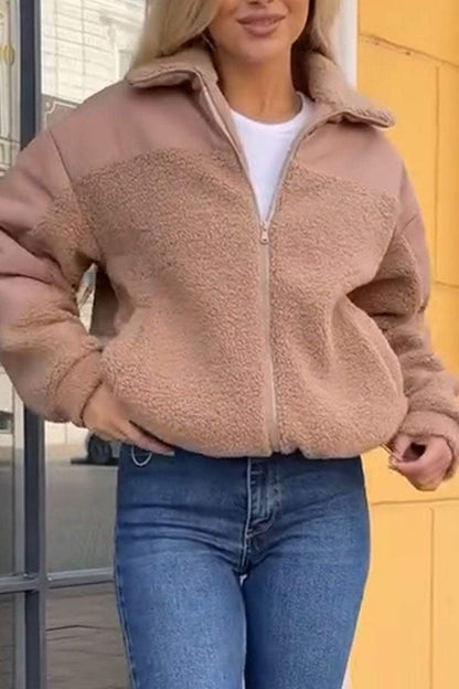 Women's Casual Plush Solid Color Jacket