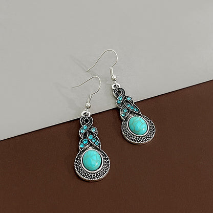 Retro Elegant Turquoise Drop Earrings