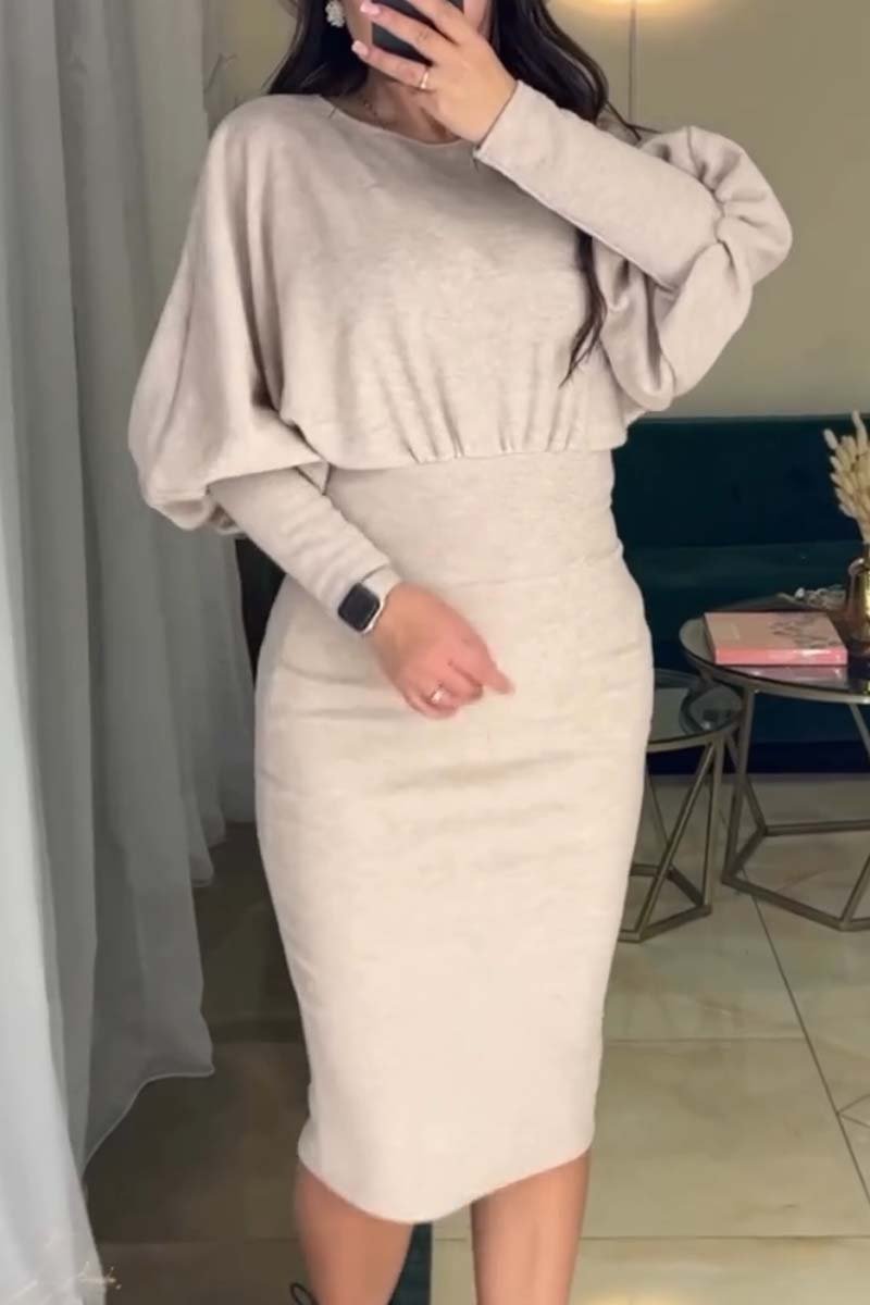 Women's Casual Solid Color Hip Cover Dress