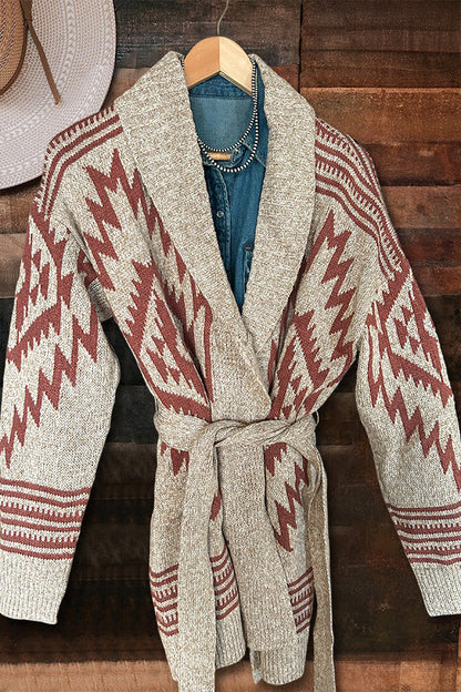 Vintage Western Aztec Print Knit Cardigan