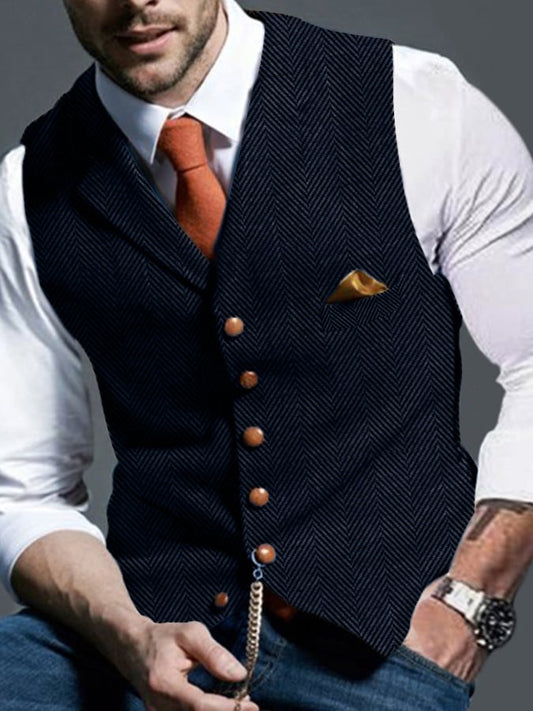 Men's Retro Herringbone  Casual Slim Vest