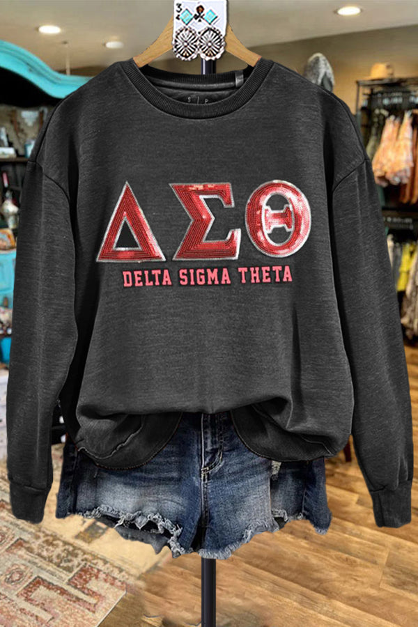 Elegant Contrasting Color Delta Sigma Theta Sweatshirt