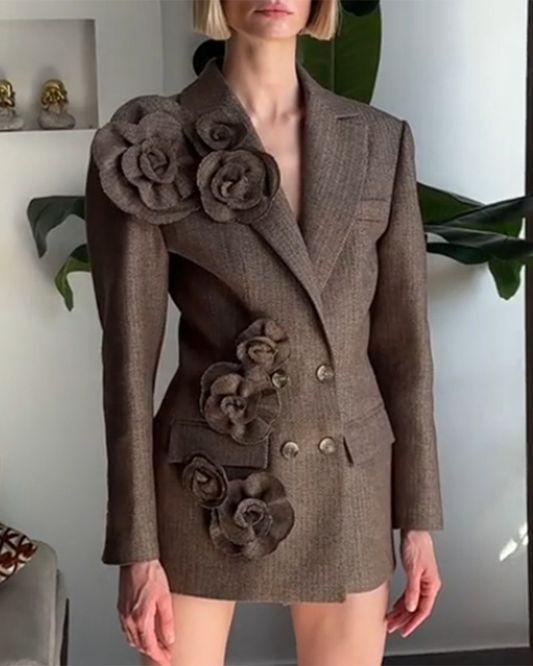 Crafted 3D Floral Designs For Tweed Blazer