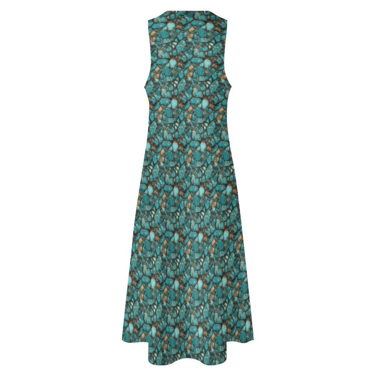 Baha Ranch All Turquoise Sleeveless Maxi Dress