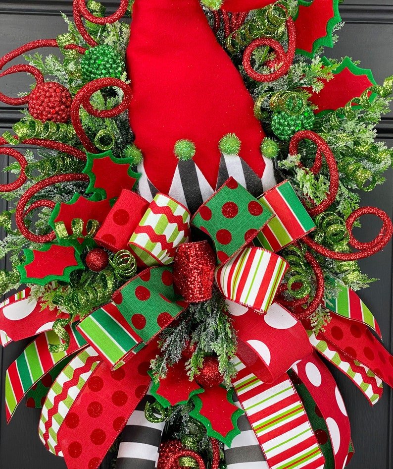 Elf Christmas Wreath-for Front Door &Double Doors