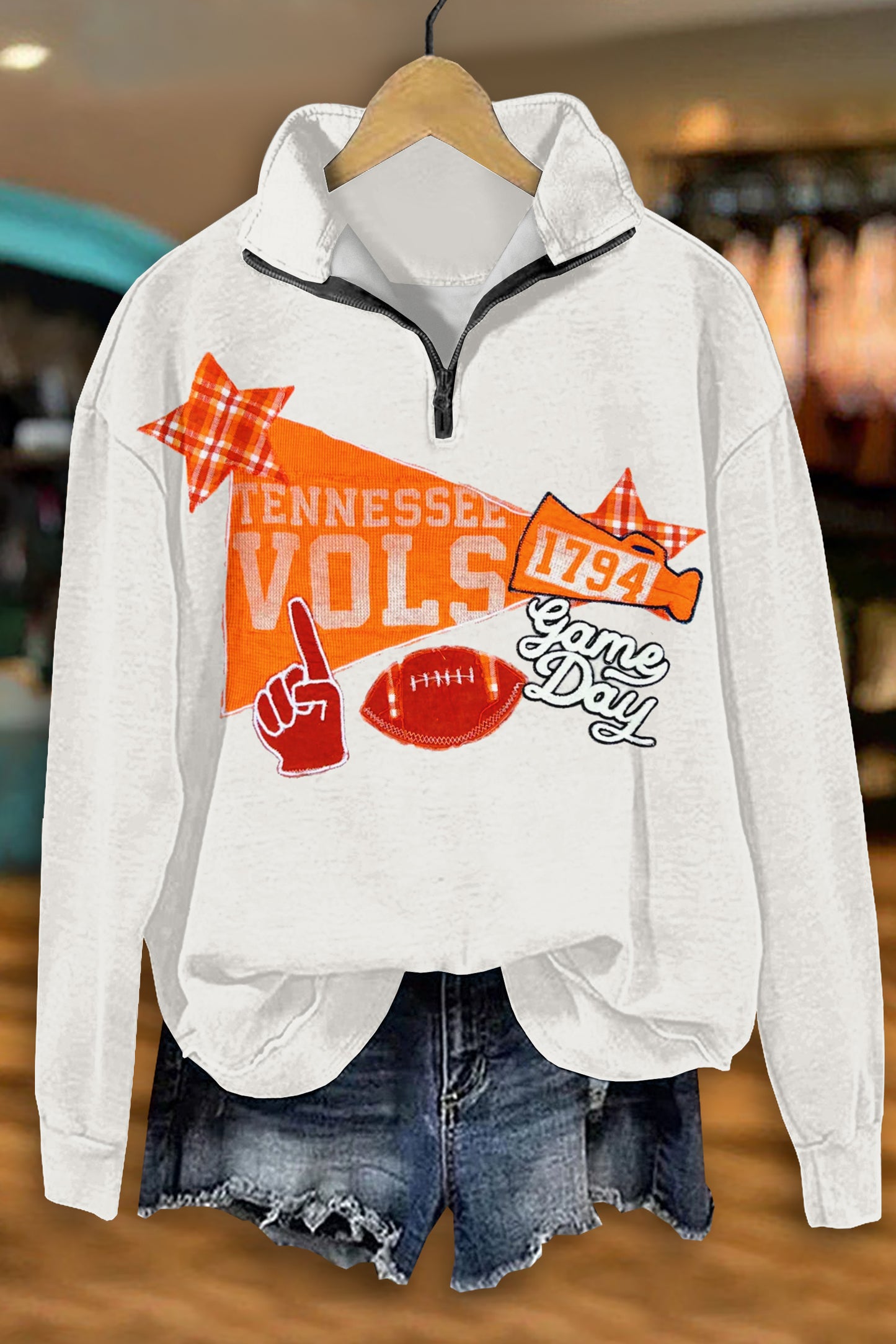 Unique Tennessee Vols Print Zipper Sweatshirt