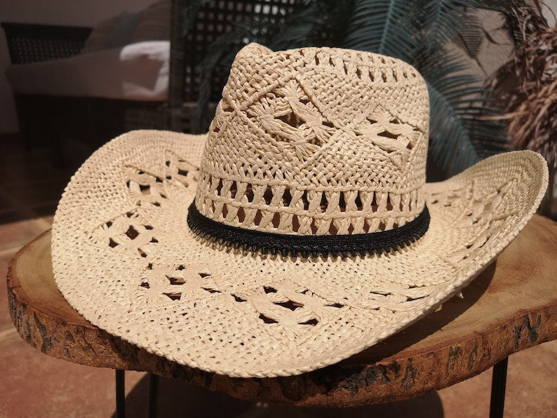 Boho cowboy hats for women, bohemian cowgirl straw hat, stetson western hats, kekugi