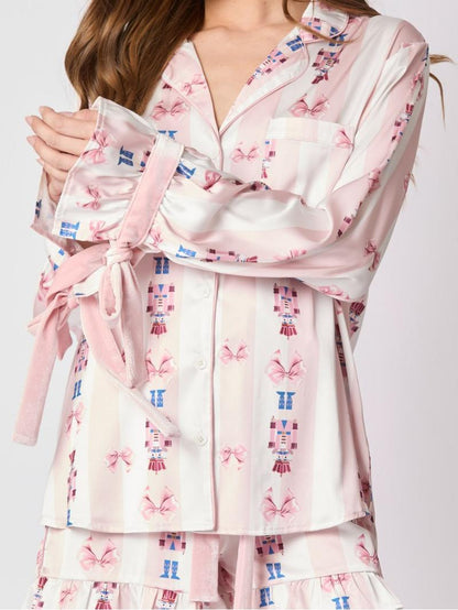 Pink Pajama Set Bow Cuffs