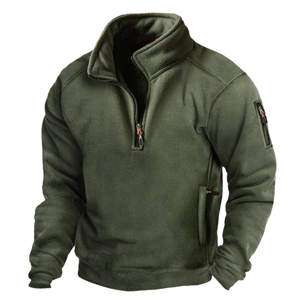 Men's Outdoor Western Hunting Fleece Sweatshirt Multi-zip Pocket Casual Top