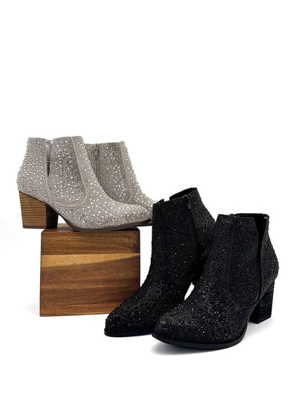 Shine On Rhinestone Bootie in Silver