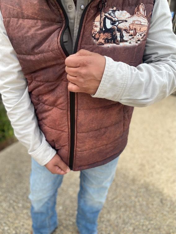 Cowboy in Desert Men's Puffy Vest