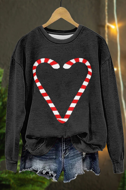 Cute Christmas Candy Canes Print Sweatshirt