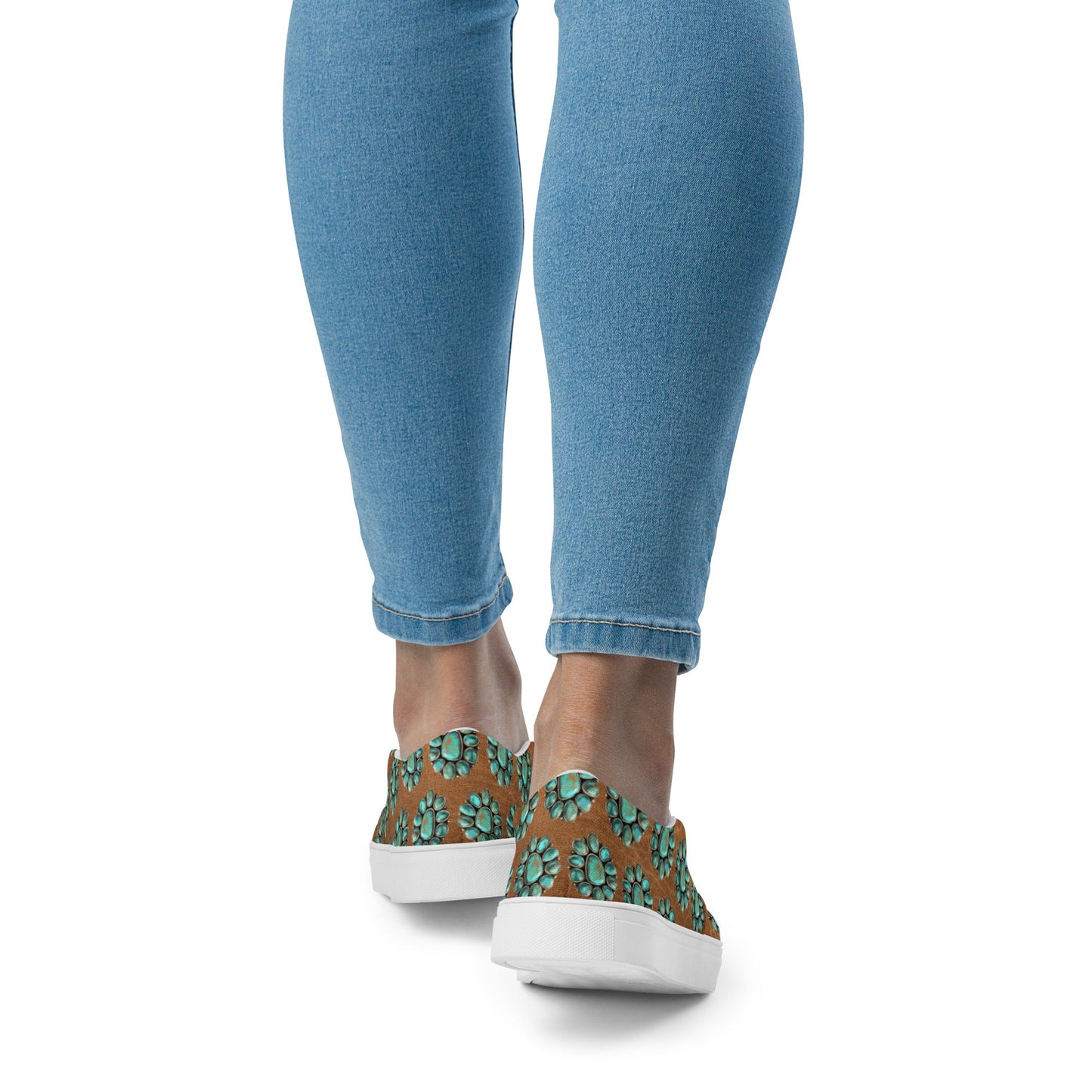 Turquoise Concho Women__ slip-on canvas shoes