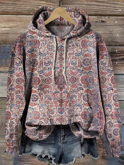 Retro Ethnic Pattern Printed Casual Hoodie Sweatshirt