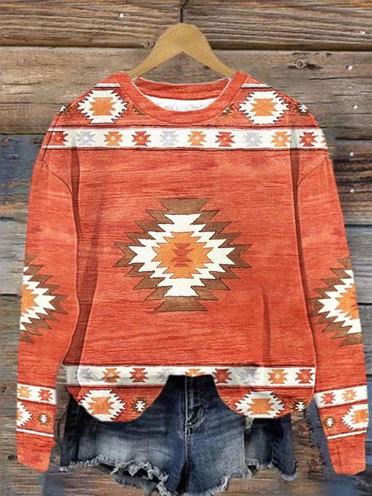 Western Ethnic Style Print Sweatshirt