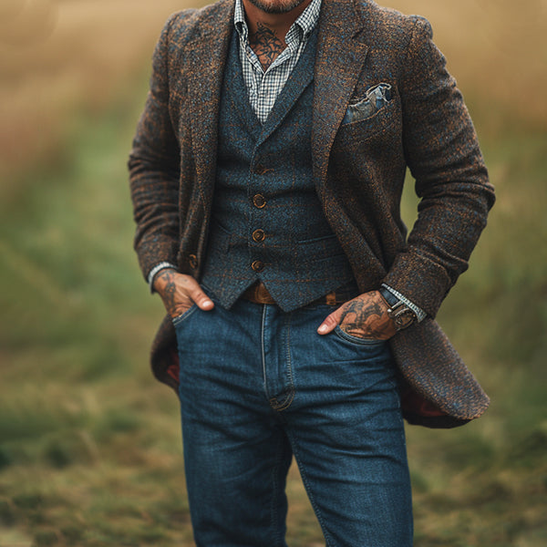 Men's Retro Country Western Contrast Blazer