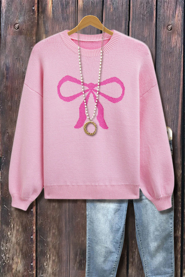 Ribbon Pattern Long Sleeve Sweater