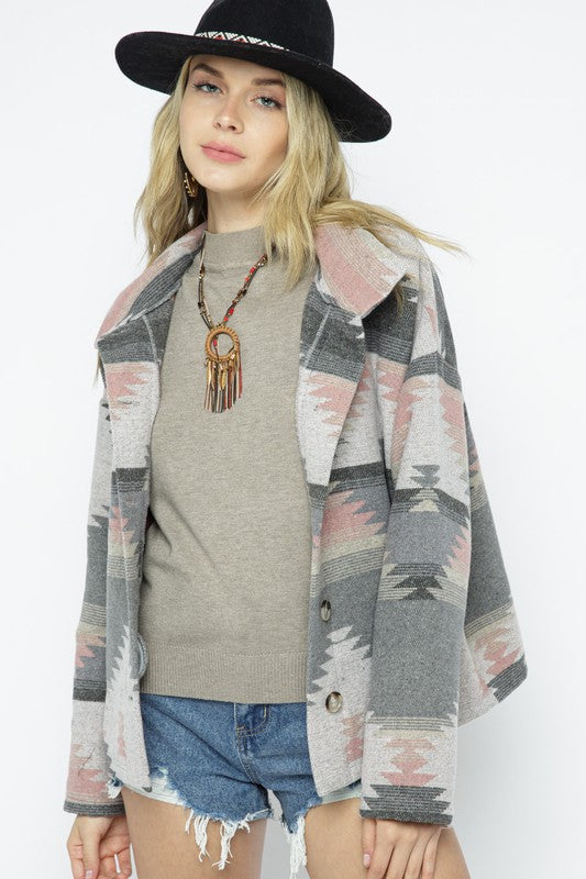 Soft Comfy Lightweight Aztec Pattern Jacket choice of colors