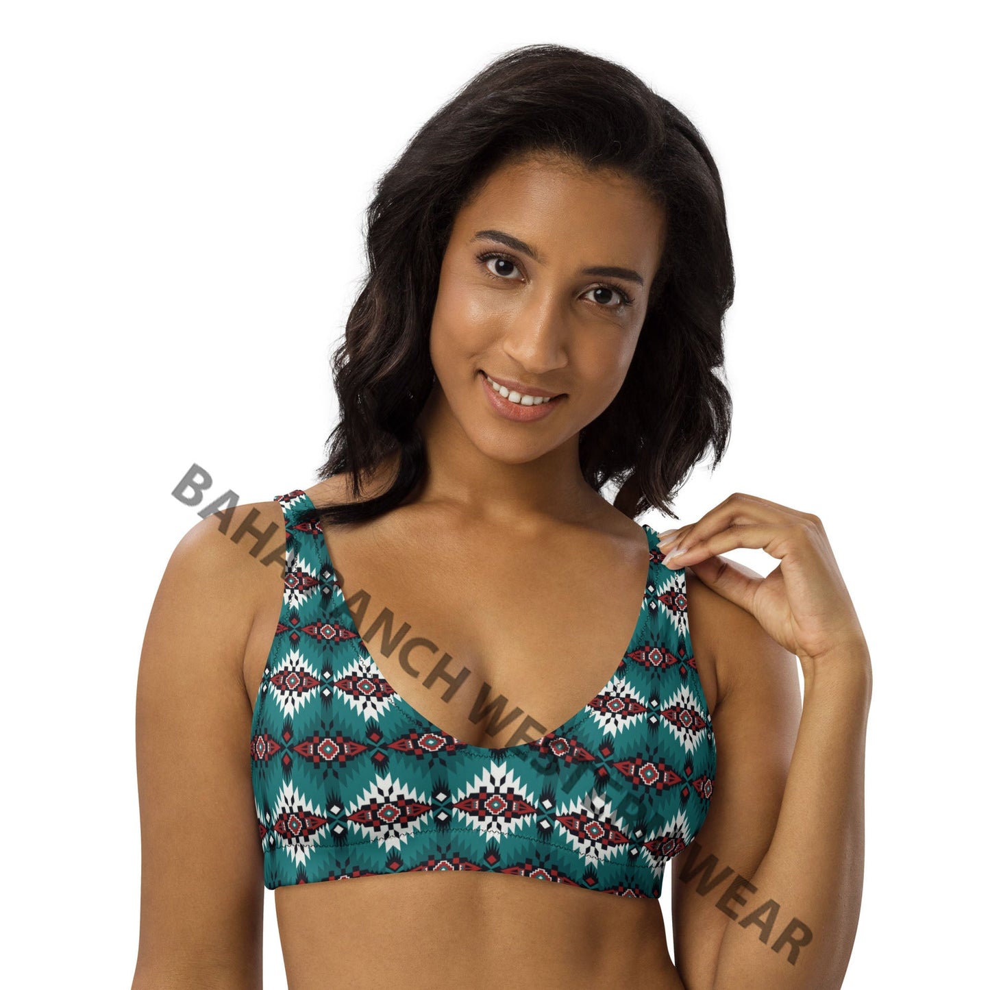 Yeehaw Teal Burgandy Bikini Top