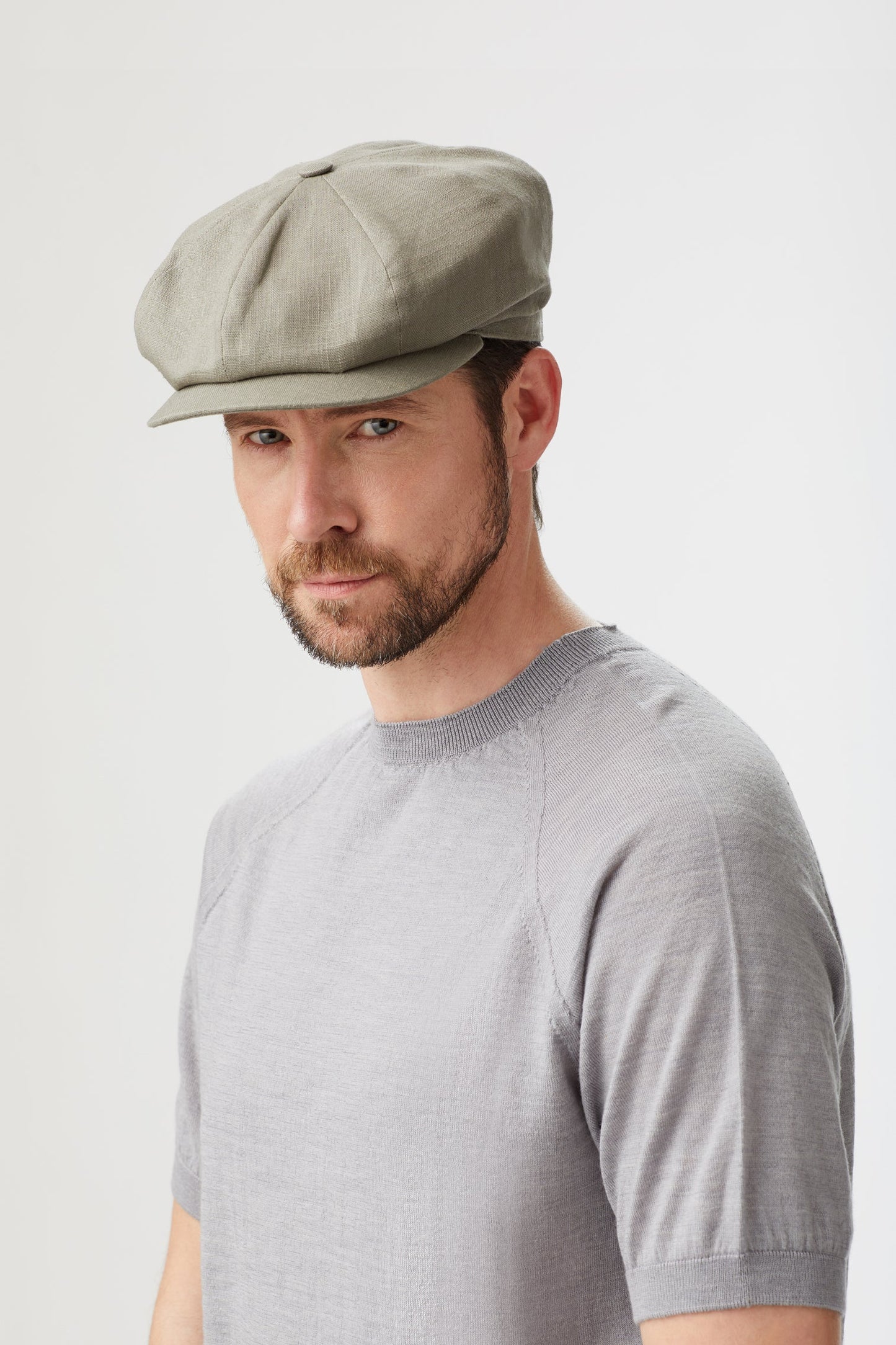 Tremelo Taupe Linen Bakerboy Cap