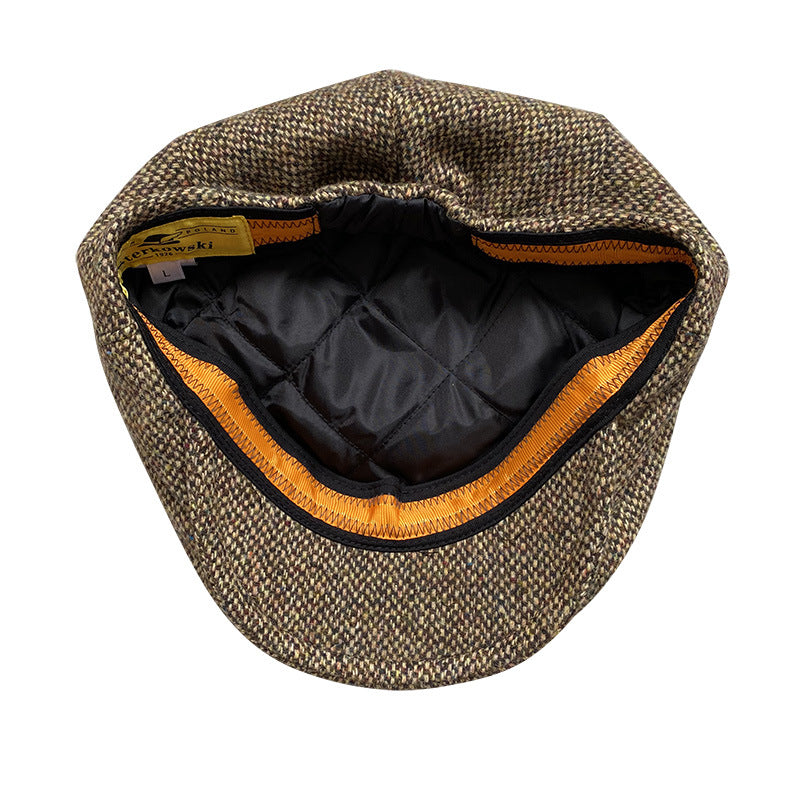 THE PEAKED Marl Flat Hat Particles-Harris Tweed