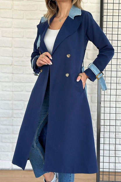 Women's Elegant Colorblocked Long Coat