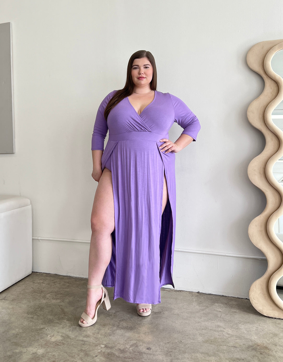 Plus Size Sultry Double Slit Dress