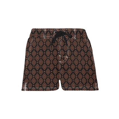 Women's Brown Black Aztec Beach Board Shorts