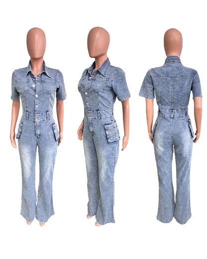 Body Washed Denim Jumpsuits