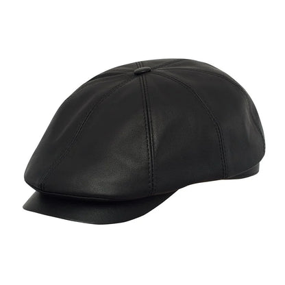 PEAKED CAPS Tony - LEATHER-BROWN