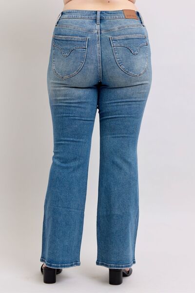 Judy Blue MR Tummy Control Vintage Wash Flare Bell Bottom Jeans