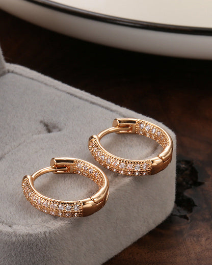 Exaggerated Double Row Sparkling Zircon Earrings