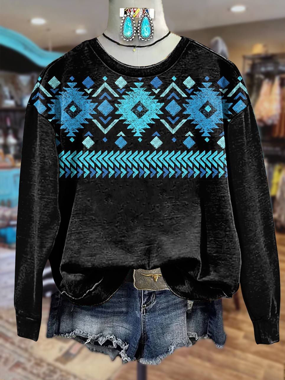 Aztac Print Casual Sweatshirt