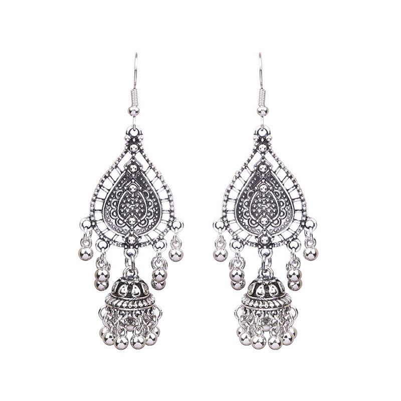 Women's Bohemian Hollow Tassel Rice Bead Earrings