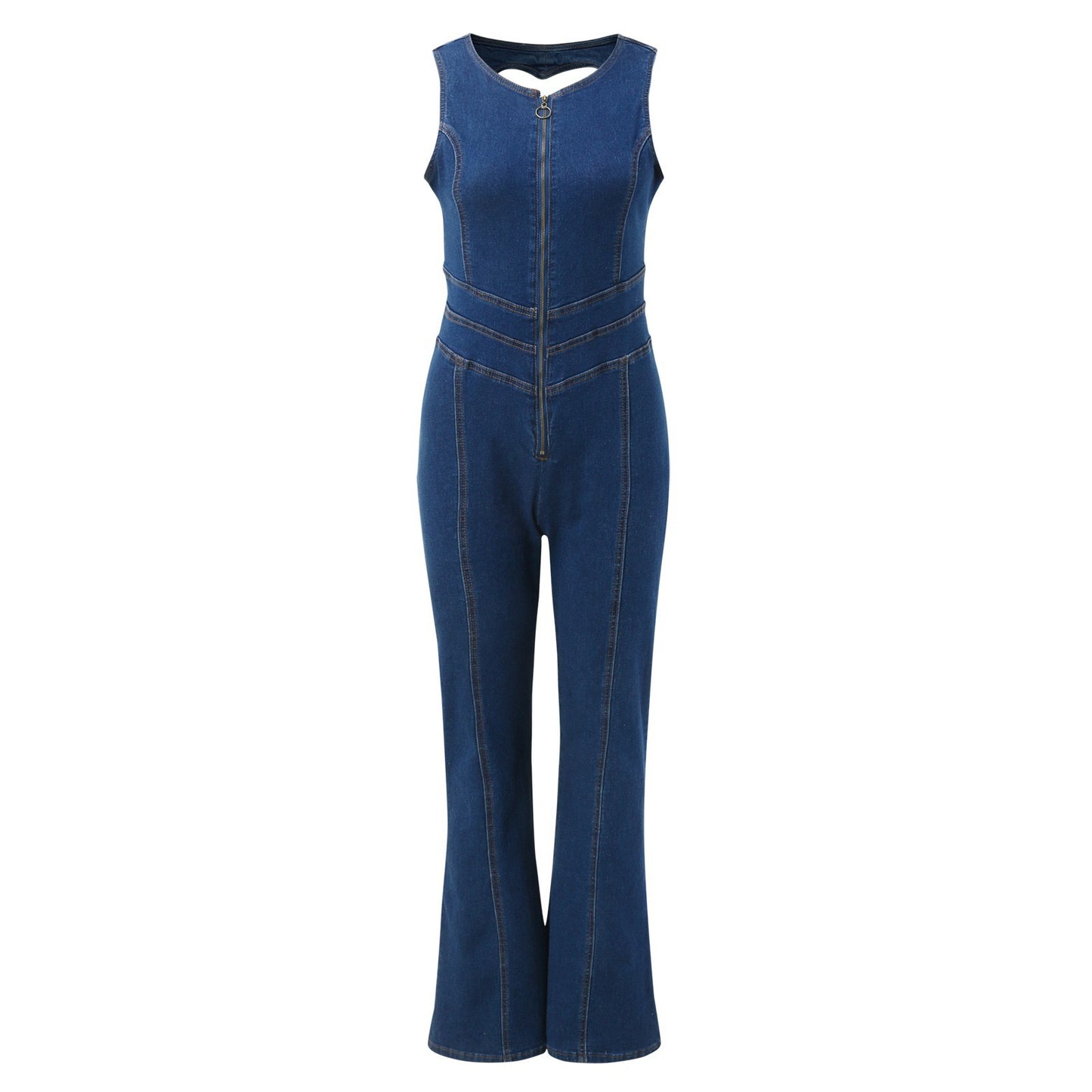 High waist denim jumpsuit