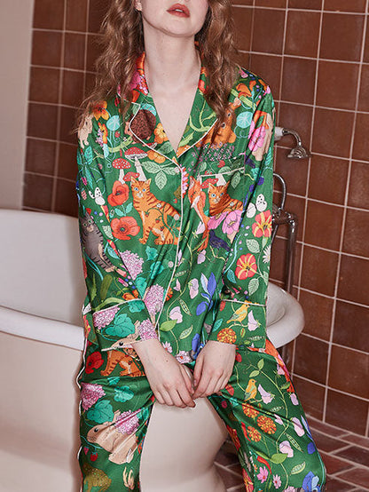 Green Forest Garden Pajama Set