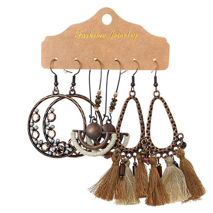 Women's Bohemian Tassel Earrings 3-Set Combination