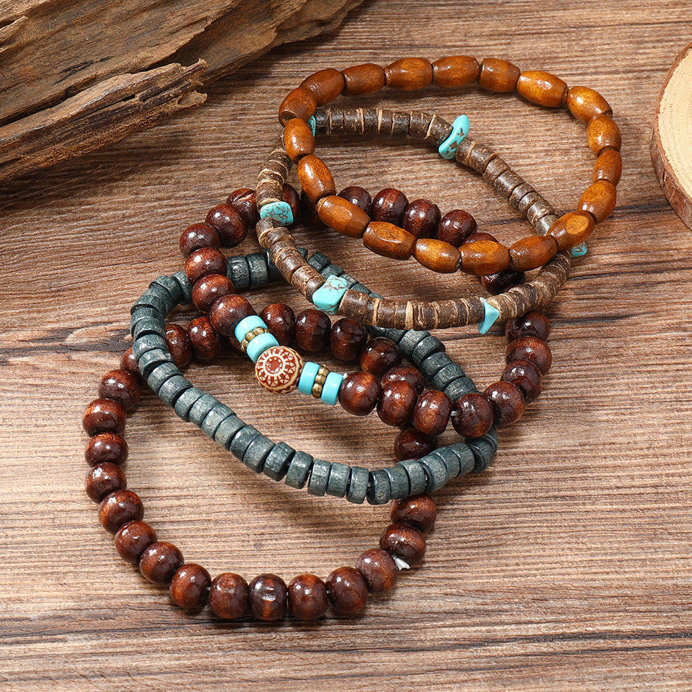 Unisex Retro N Ethnic Wooden Bead Bracelet