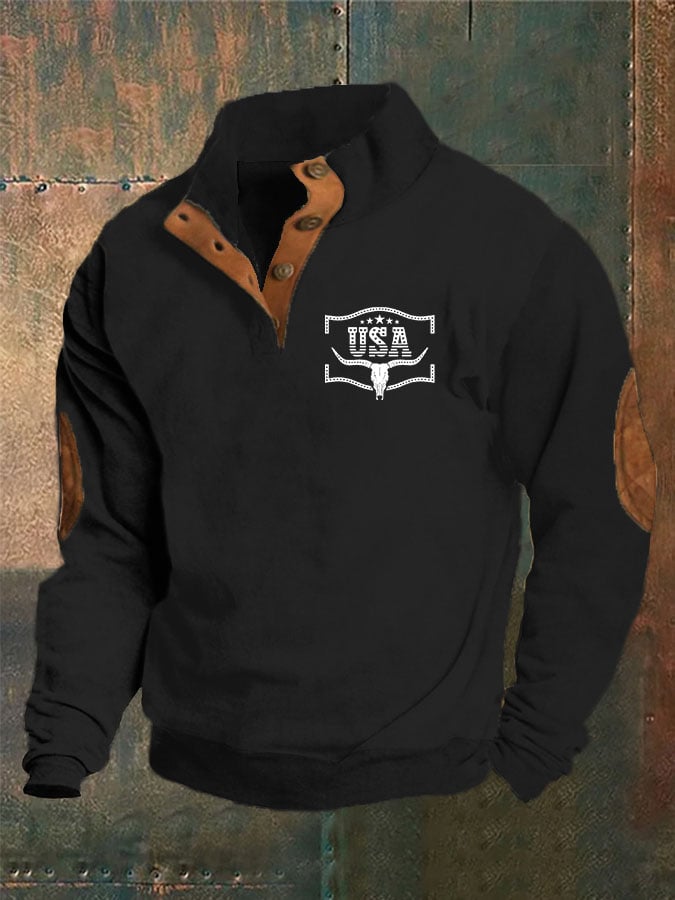 Men's Western Vintage Print Sweatshirt