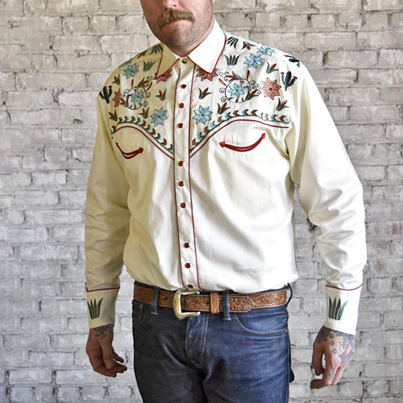 Men's Western Vintage Embroidered Shirt