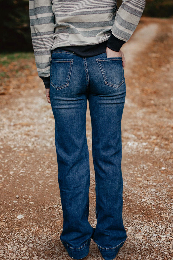 Vintage Washed Wide Leg Jeans