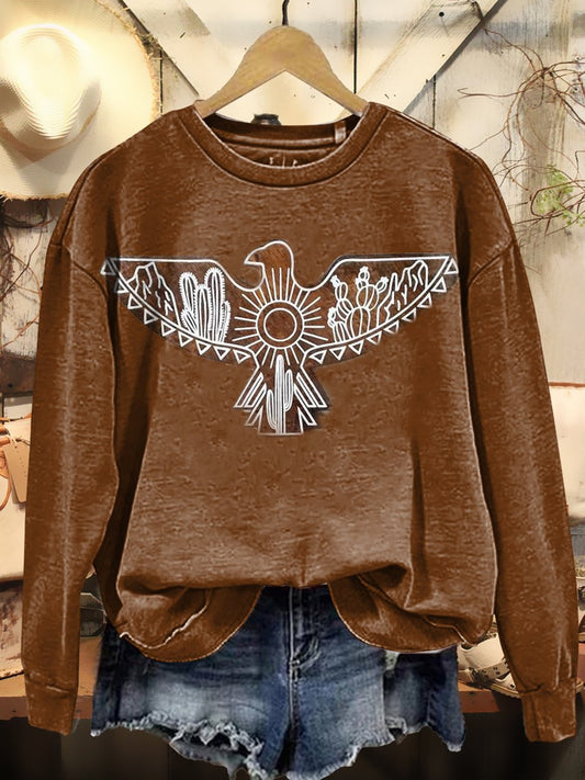 Vintage Print Casual Sweatshirt