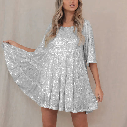 Hot Girl Outfit With Sequins And Sequins Pleated Skirt