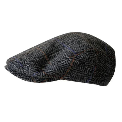 THE PEAKED Marl Flat Hat Taran-Harris Tweed