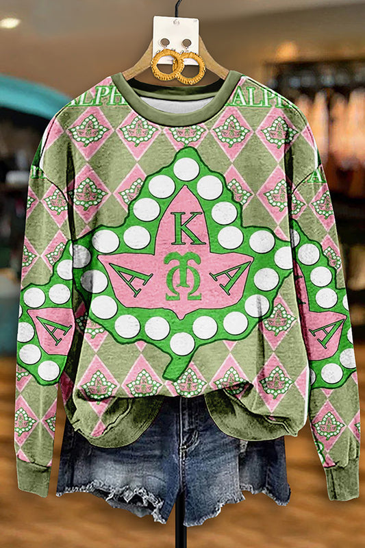 Vintage Alpha Kappa Alpha Sorority Print Sweatshirt