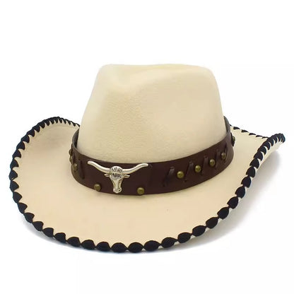 Men's Vintage Western Cowboy Hat Knight Woolen British Felt Hat