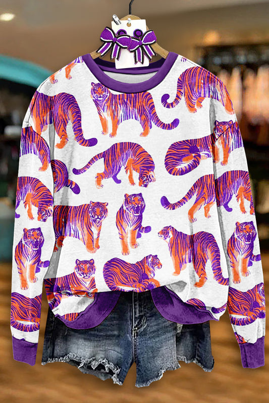 Casual Clemson Tigers Print Sweatshirt