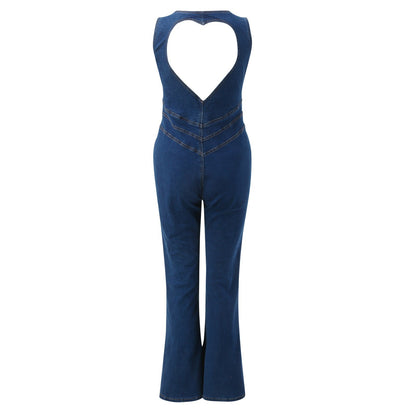 High waist denim jumpsuit