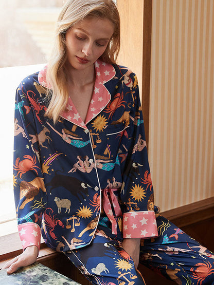 Blue Constellation Long Sleeve Pajama Set